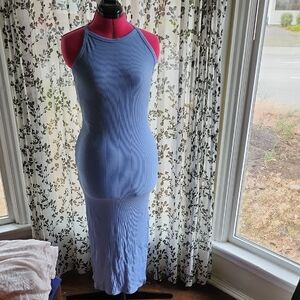 Forever 21 Blue Halter Bodycon Maxi Dress